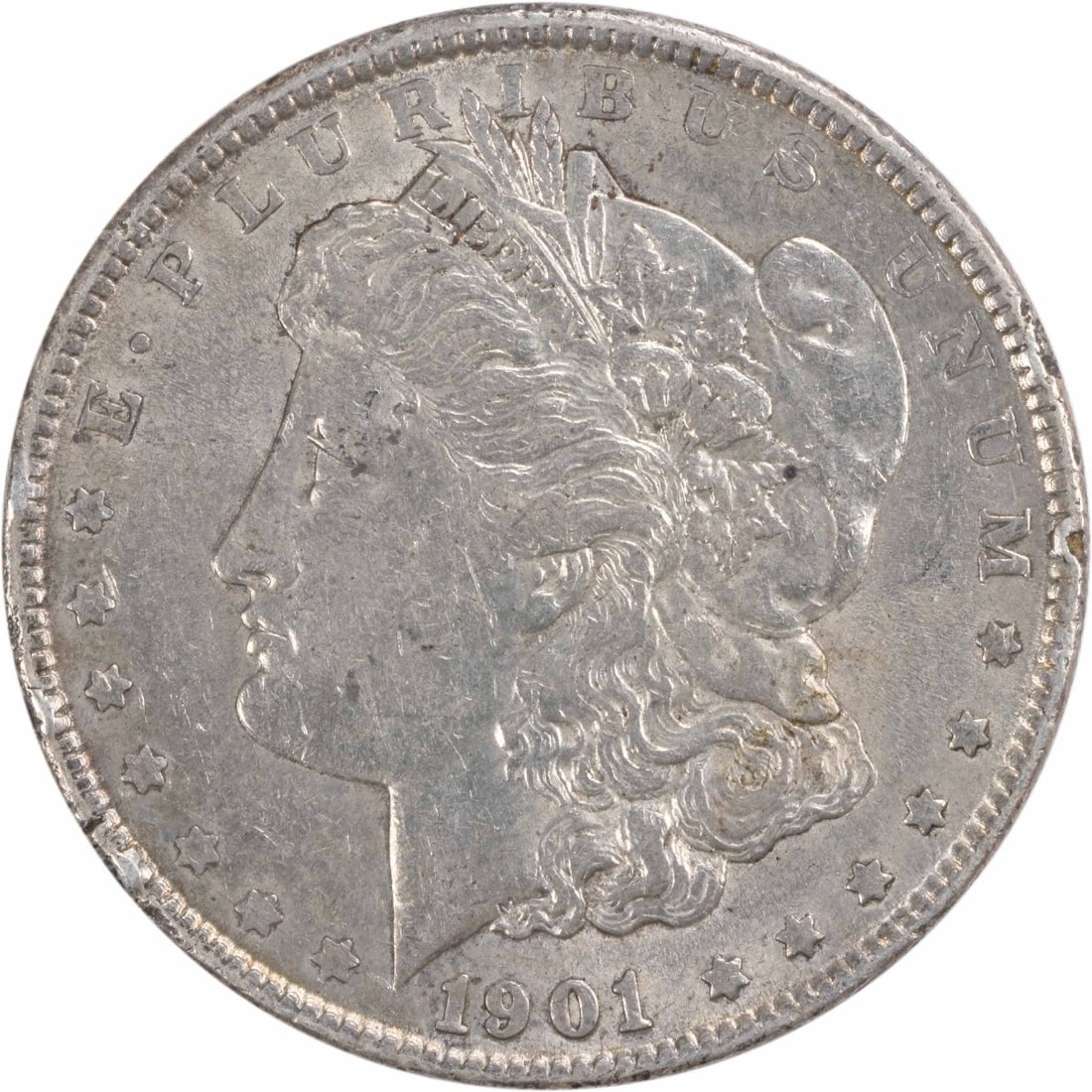 1901 Morgan Silver Dollar 90% Silver XF Uncertified Philadelphia: 1901 Morgan Silver Dollar 90% Silver XF Uncertified Philadelphia This 1901 Morgan Silver Dollar is a fine addition for any coin collector. Featuring a composition of 90% silver and 10% copper, this co