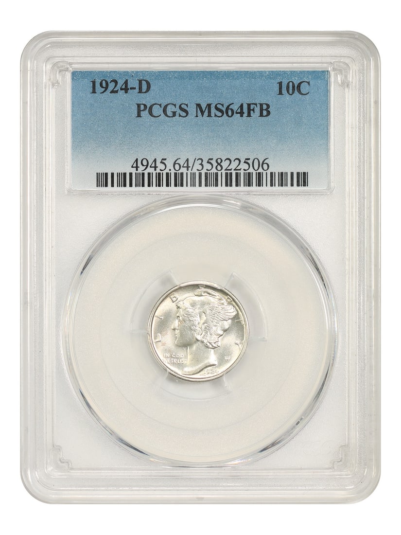 PCGS MS64FB 1924-D Mercury Dime 10C Uncirculated (1 of 4)