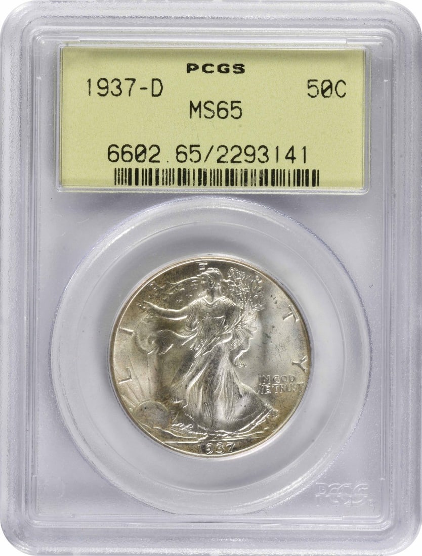 PCGS MS65 1937 D Walking Liberty Half Dollar Silver (1 of 4)