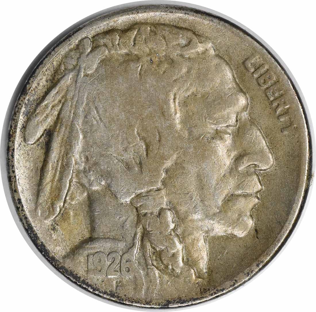 1926 S Buffalo Nickel VF Uncertified 5C: 1926 S Buffalo Nickel VF Uncertified 5C This is a 1926-S Buffalo Nickel from the United States, featuring a circulated condition and graded as Very Fine (VF). The coin is composed of nickel and is unc