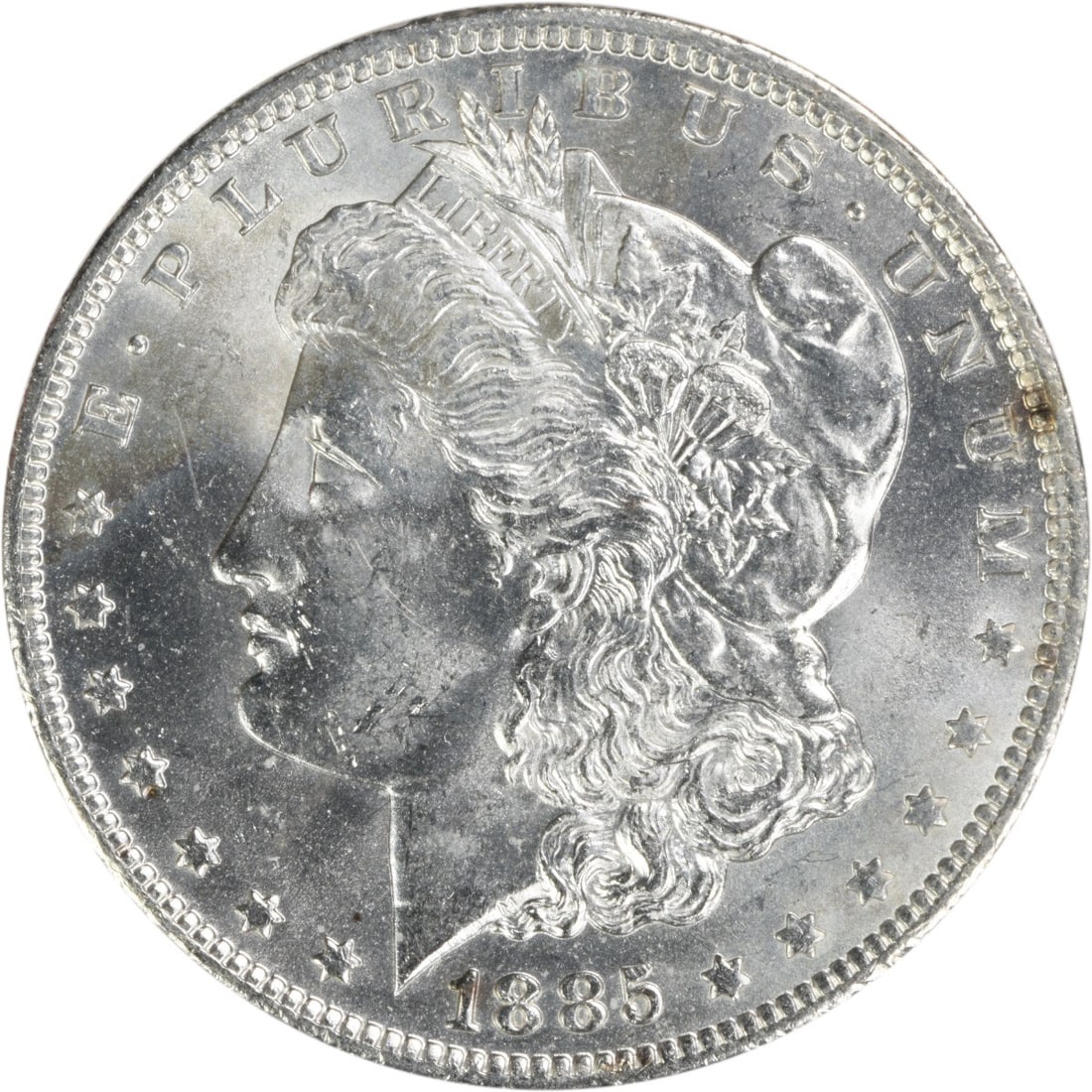 Uncirculated 1885-O Morgan Dollar Silver US Coin BU Uncertified: Uncirculated 1885-O Morgan Dollar Silver US Coin BU Uncertified This is an uncirculated 1885-O Morgan Silver Dollar graded as Brilliant Uncirculated (BU). Minted in New Orleans, this pre-owned coin is