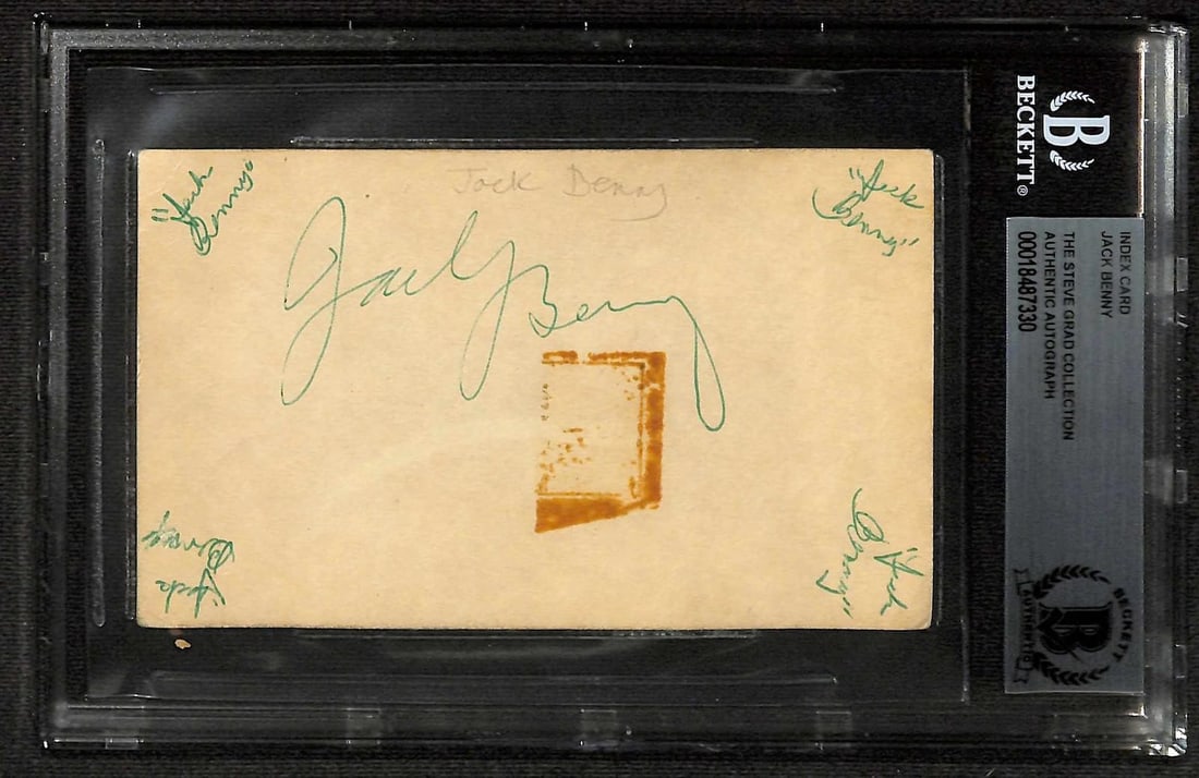 Beckett Slabbed Jack Benny Signed 3x5 Index Card (1 of 1)