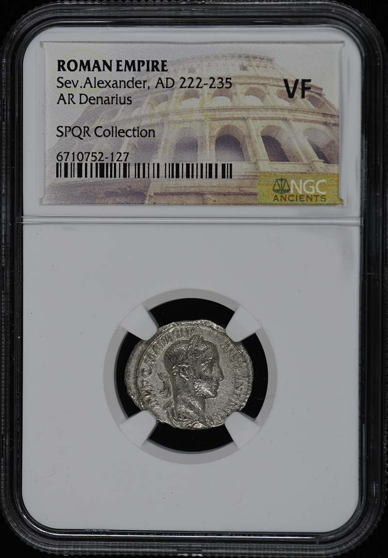 NGC VF20 Ancient Roman Denarius of Sev. Alexander AD 222-235: NGC VF20 Ancient Roman Denarius of Sev. Alexander AD 222-235 This is a Roman Empire AR Denarius coin from the reign of Sev. Alexander, dating from AD 222-235. The coin has been certified by NGC with a