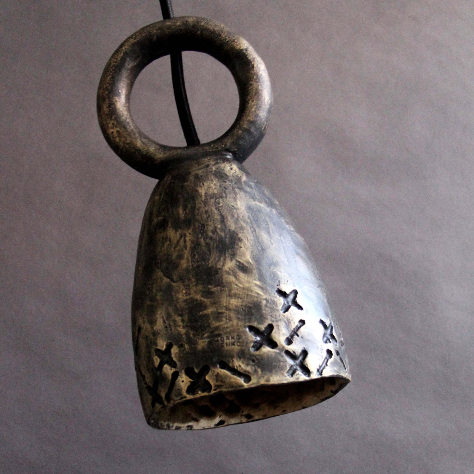Grigorii Gorkovenko ONE BELL Sculptural Bronze Lamp 13 x 6 inch (1 of 3)