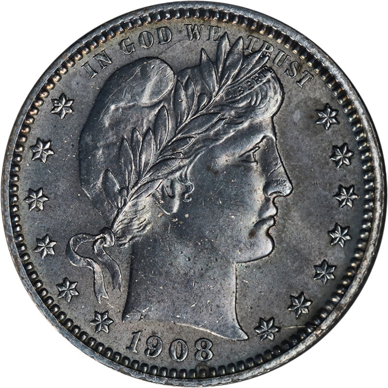 1908 O Silver Barber Quarter Choice BU++ Strong Strike (1 of 2)