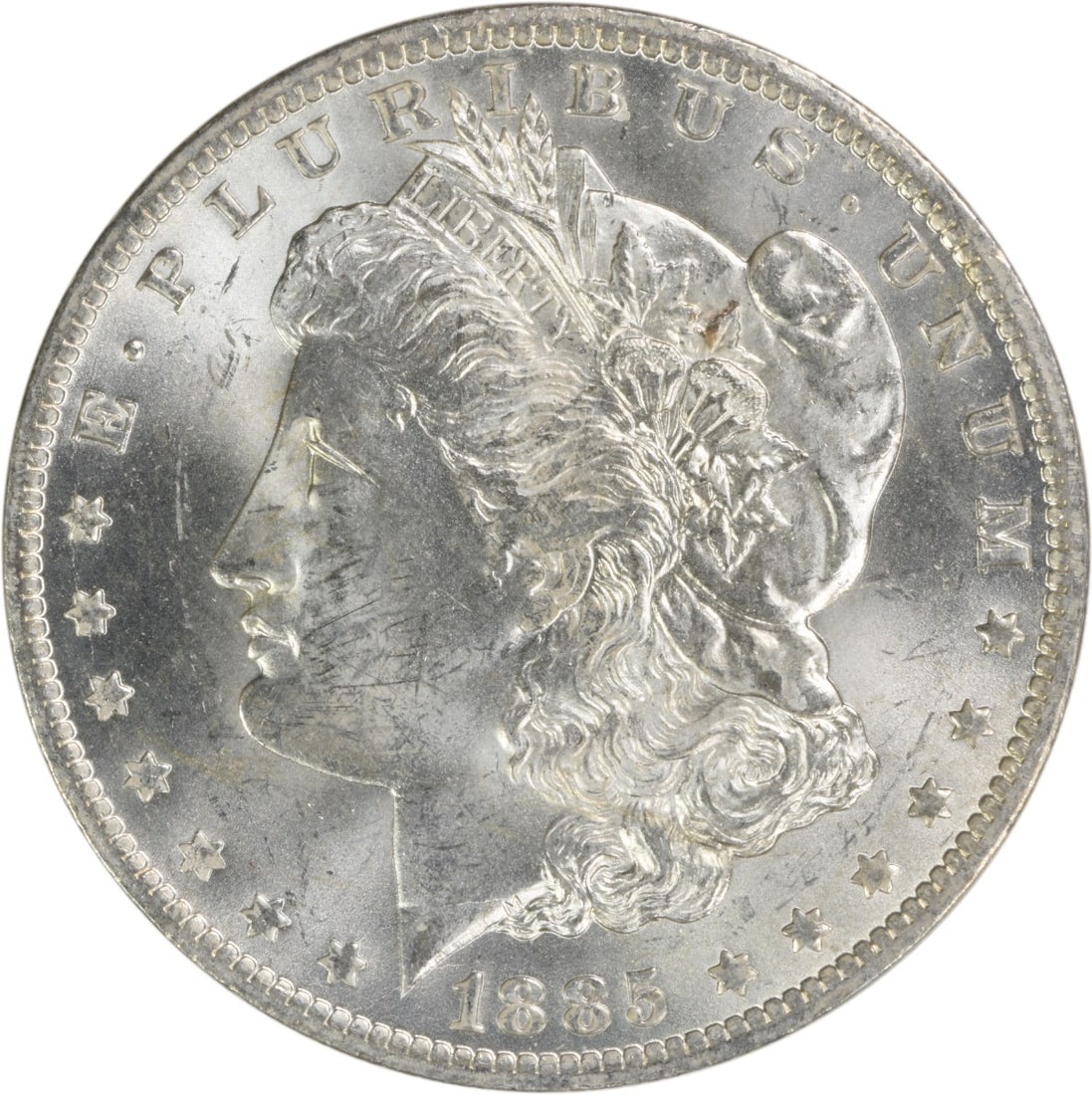 Choice BU 1885 O Silver Dollar Uncirculated Morgan Uncertified: Choice BU 1885 O Silver Dollar Uncirculated Morgan Uncertified This 1885-O Morgan Silver Dollar is a Choice Brilliant Uncirculated (BU) coin from the United States. It features the 'O' mint mark and i