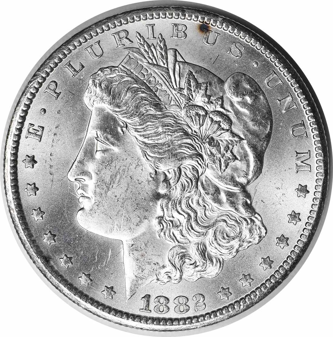 Uncirculated 1882 Carson City Morgan Dollar Silver BU Uncertified: Uncirculated 1882 Carson City Morgan Dollar Silver BU Uncertified This 1882-CC Morgan Silver Dollar is an uncirculated coin with brilliant uncirculated (BU) grade. Struck at the Carson City Mint, it i
