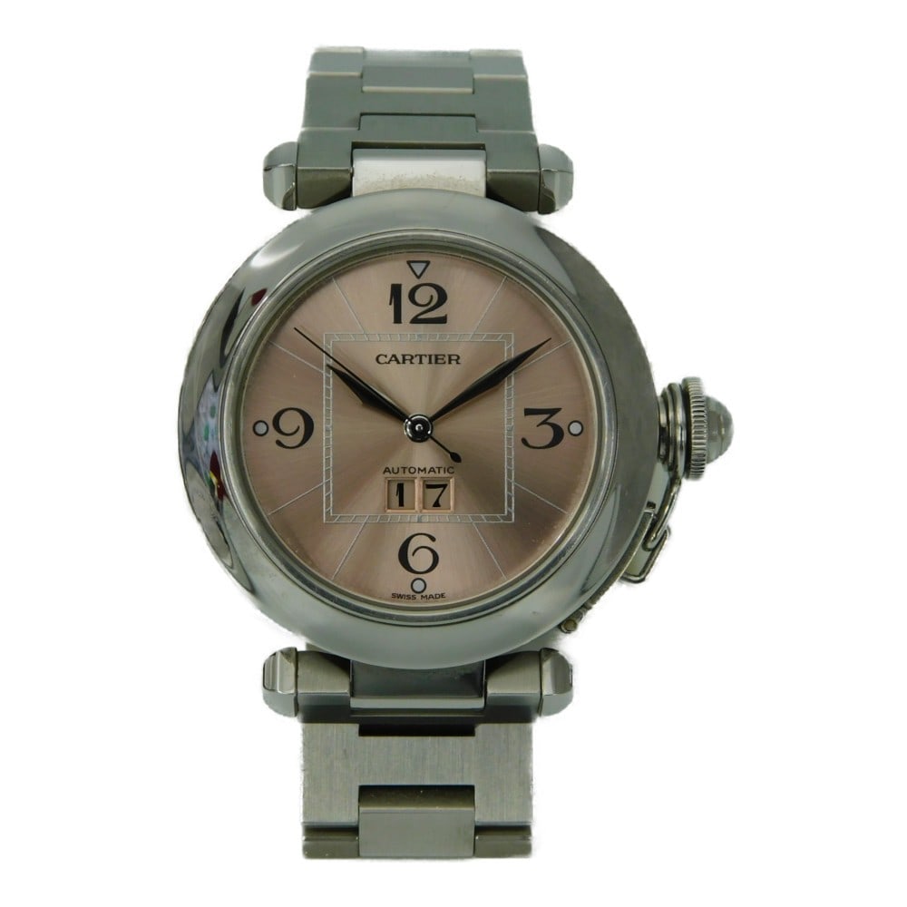 Cartier W31058M7 Pasha C Big Date automatic unisex wristwatch: Cartier W31058M7 Pasha C Big Date automatic unisex wristwatch Pre-owned Cartier Pasha C Big Date wristwatch with an automatic movement and a pink dial. This unisex watch is made in Switzerland and fea