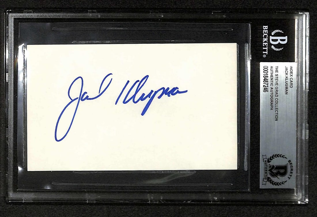 Beckett Authenticated Jack Klugman Signed Blue Ink Index Card (1 of 1)