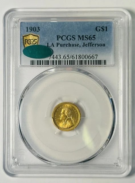 1903 Philadelphia Gold Commemorative Dollar PCGS MS65 CAC Jefferson (1 of 4)