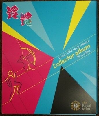 Complete 29 Coin Uncirculated Album London 2012 Olympic Sports Great Britain: Complete 29 Coin Uncirculated Album London 2012 Olympic Sports Great Britain This is a complete collector album featuring 29 uncirculated copper-nickel coins from Great Britain, issued for the 2012 Lo