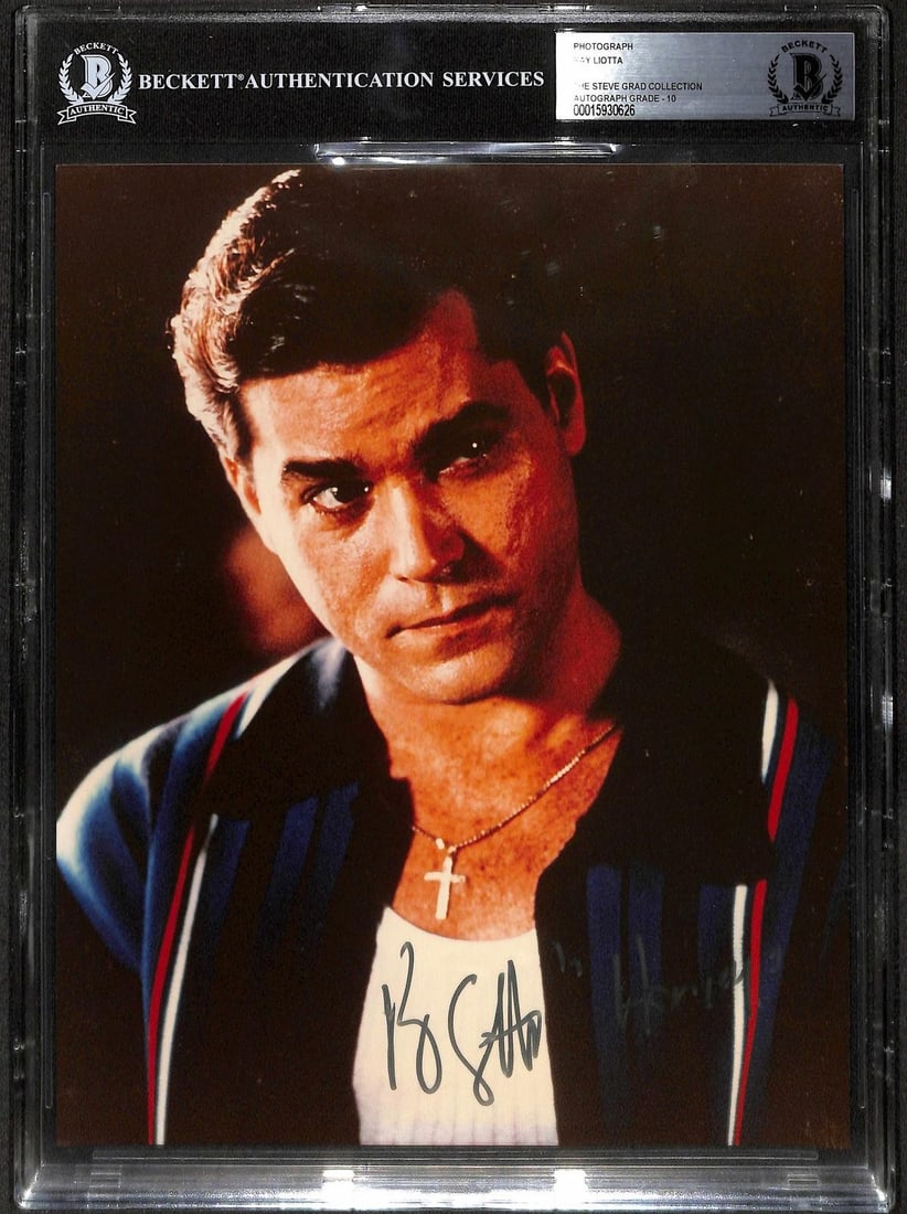 Ray Liotta signed Goodfellas 8x10 photo Henry Hill BAS Auto 10: Ray Liotta signed Goodfellas 8x10 photo Henry Hill BAS Auto 10 This is a pre-owned 8x10 color photograph featuring Ray Liotta in his iconic role as Henry Hill from the movie Goodfellas. The photo is