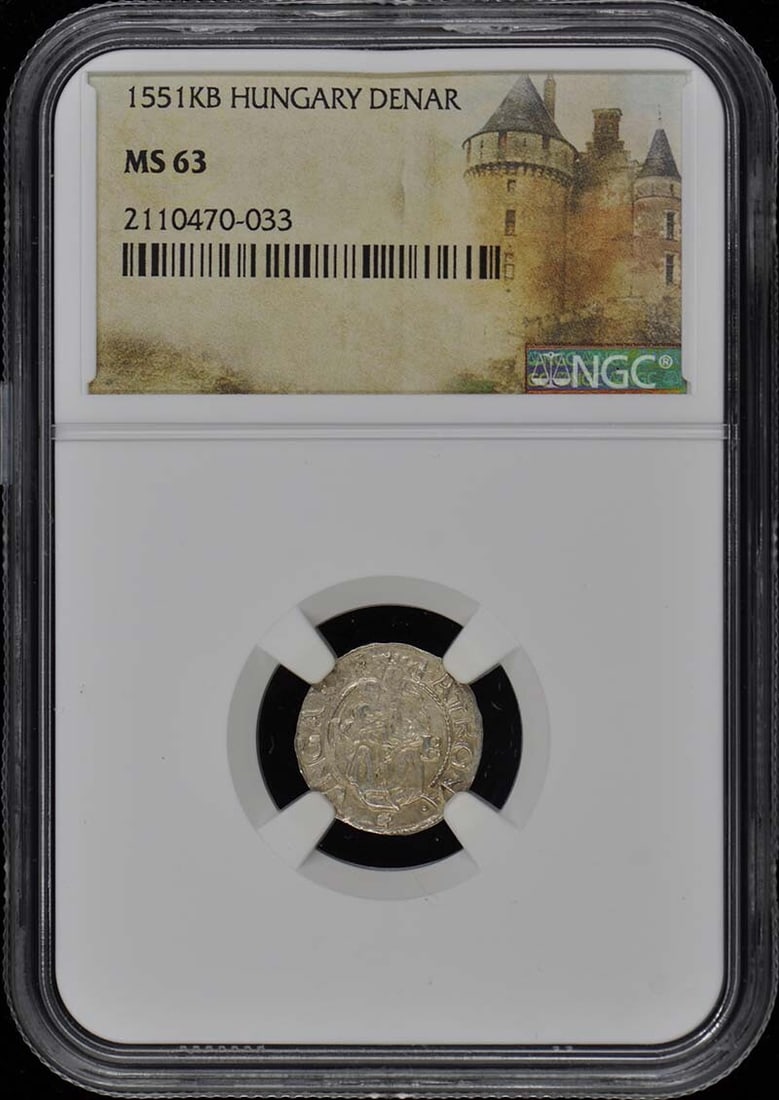 1551KB Hungary Denar NGC MS63 Uncirculated Coin: 1551KB Hungary Denar NGC MS63 Uncirculated Coin This uncirculated 1551KB Hungary Denar is certified by NGC with a grade of MS63, indicating its excellent condition. It is a pre-owned coin, showcasing