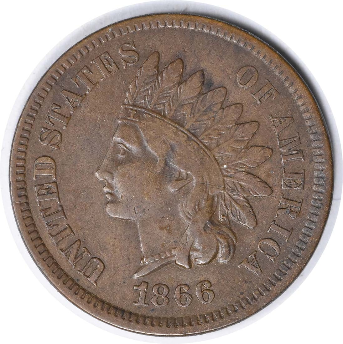 1866 Indian Head Cent F Grade Uncertified Philadelphia Mint: 1866 Indian Head Cent F Grade Uncertified Philadelphia Mint This 1866 Indian Cent features a striking design by James Barton Longacre, representing the iconic Indian Head. This coin, minted in Philade