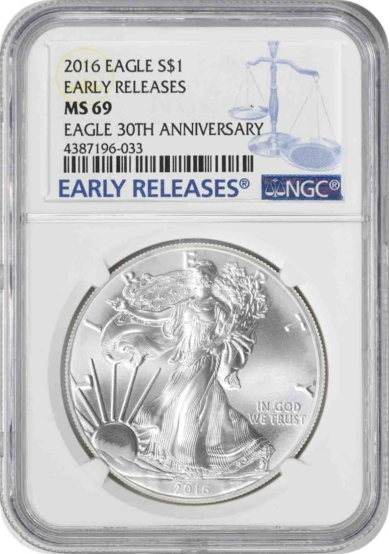 2016 American Silver Eagle MS69 NGC Early Releases 30th Anniversary Coin (1 of 2)