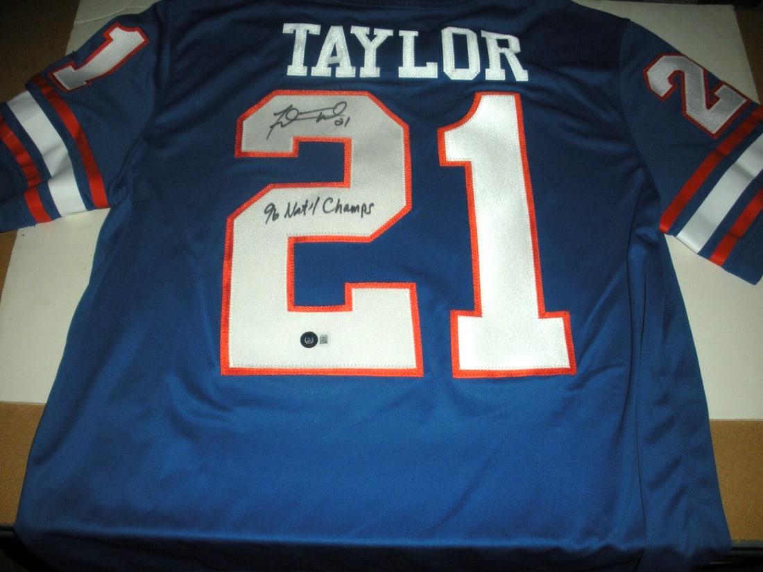 Fred Taylor Autographed Florida Gators Jumpman Football Jersey With Beckett COA (1 of 2)