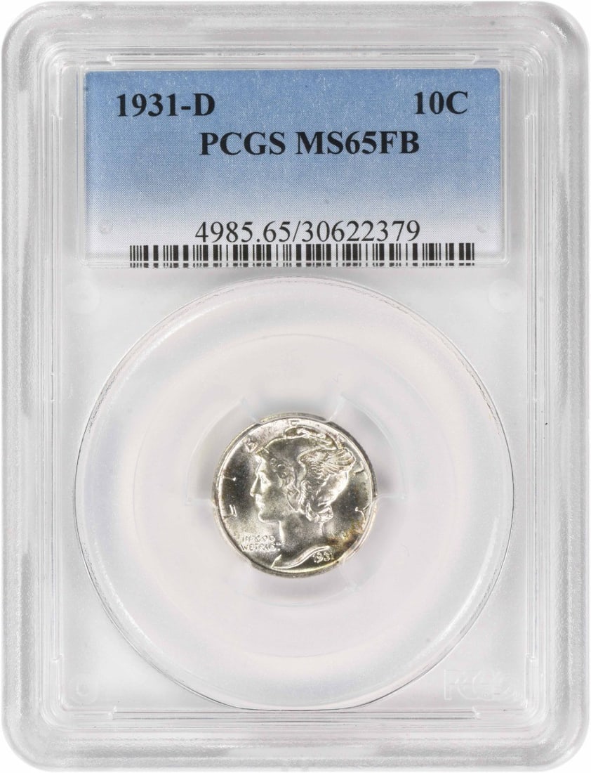PCGS MS65FB 1931-D Mercury 10C Silver Dime (1 of 2)
