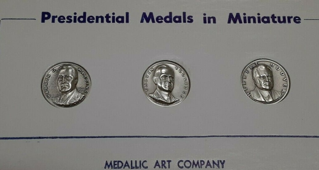 Sterling MACO presidential medals Harding Coolidge Hoover trio (1 of 2)