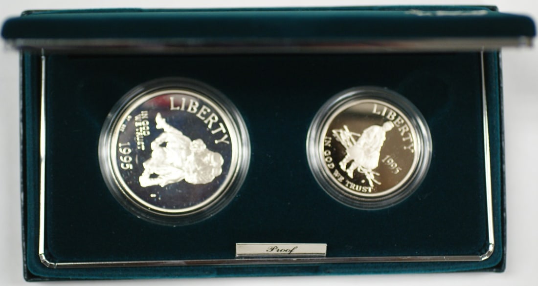 Civil War Battlefield 1995 S Silver Proof Dollar Coin with Original Box (1 of 6)