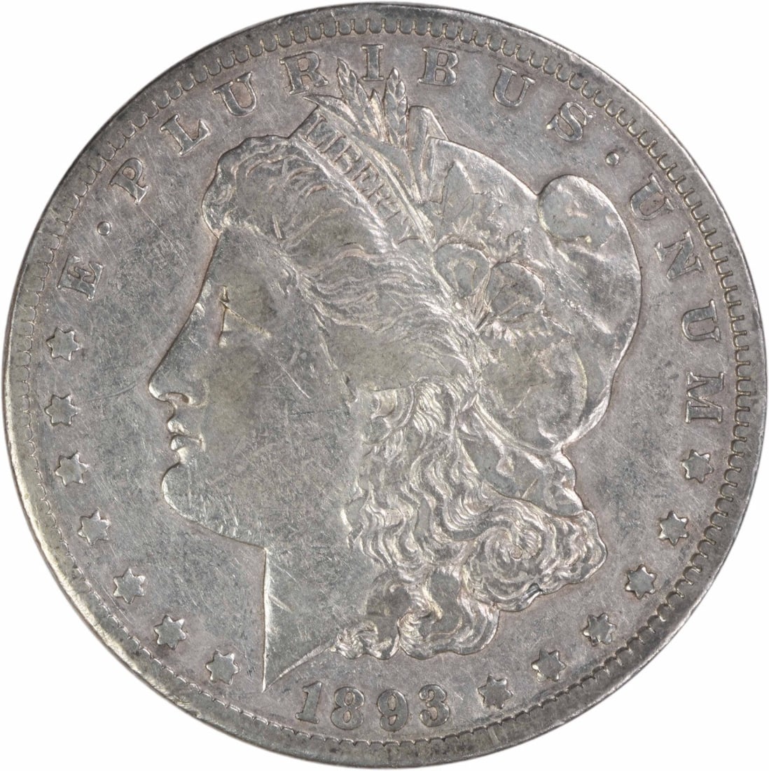 Carson City 1893 Morgan Dollar 90 Percent Silver VF Uncertified US Coin: Carson City 1893 Morgan Dollar 90 Percent Silver VF Uncertified US Coin This is an 1893-CC Morgan Silver Dollar from the Carson City Mint. The coin is composed of 90% silver and 10% copper, features a