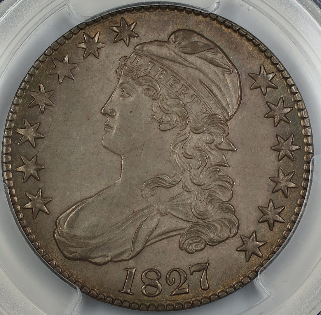 PCGS 1827 Square Base Bust Half Dollar UNC Details (1 of 4)