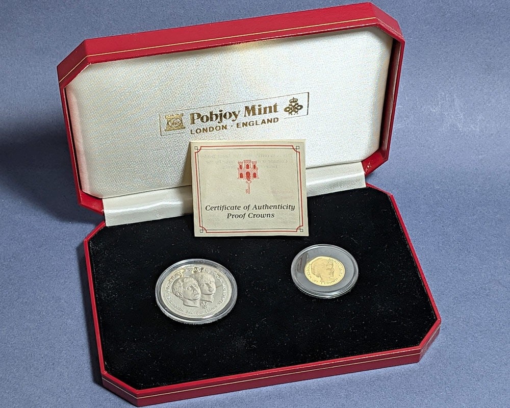 Gibraltar 1981 Proof Gold and Silver Crown Coins Charles Diana Wedding Set (1 of 5)