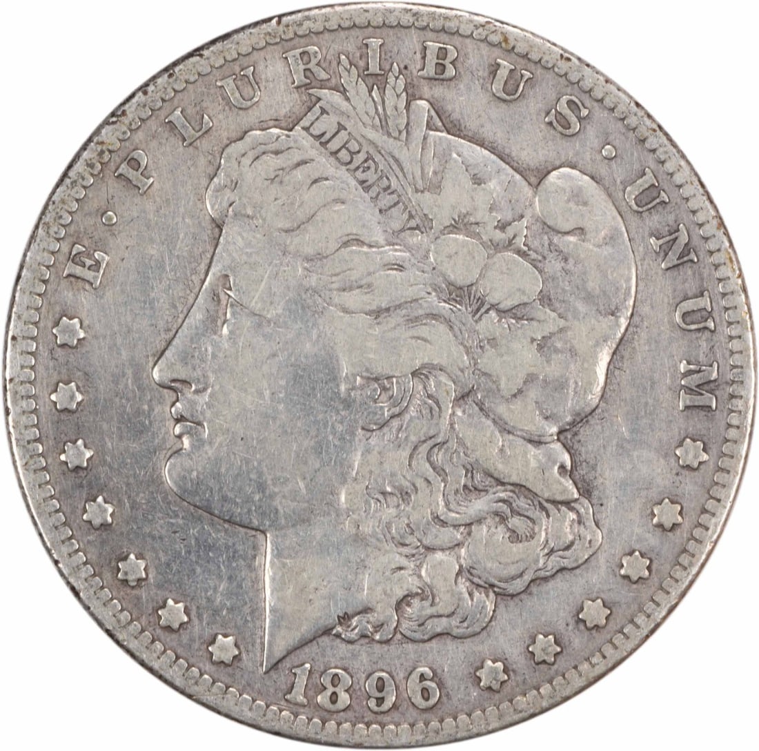 1896-S Morgan Silver Dollar VF Uncertified 90% Silver Coin: 1896-S Morgan Silver Dollar VF Uncertified 90% Silver Coin This 1896-S Morgan Silver Dollar is a notable piece for collectors, featuring a beautiful design by George T. Morgan. Struck in San Francisco