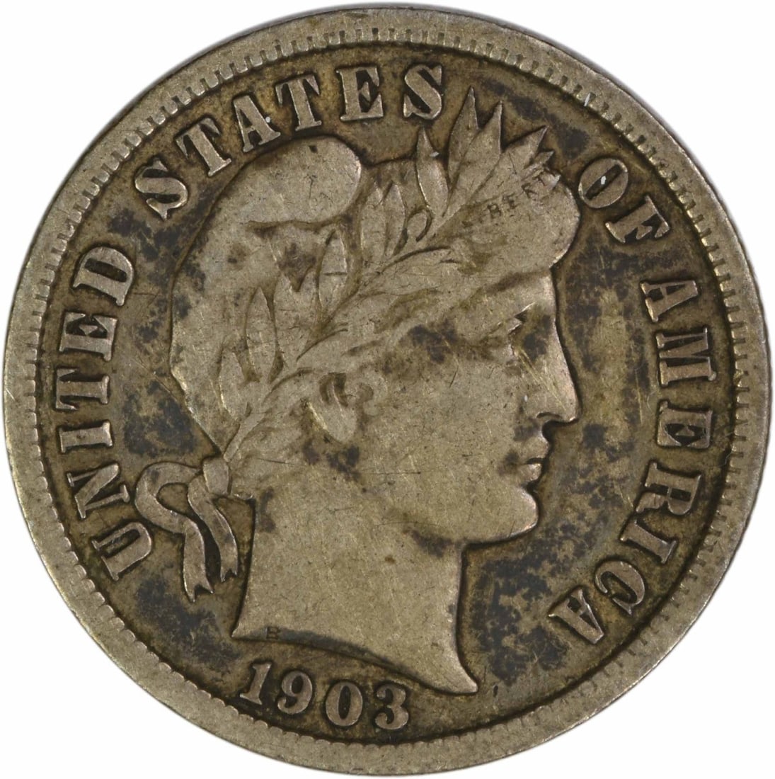 San Francisco Mint 1903 Barber Dime 90 Percent Silver Circulated Uncertified (1 of 2)