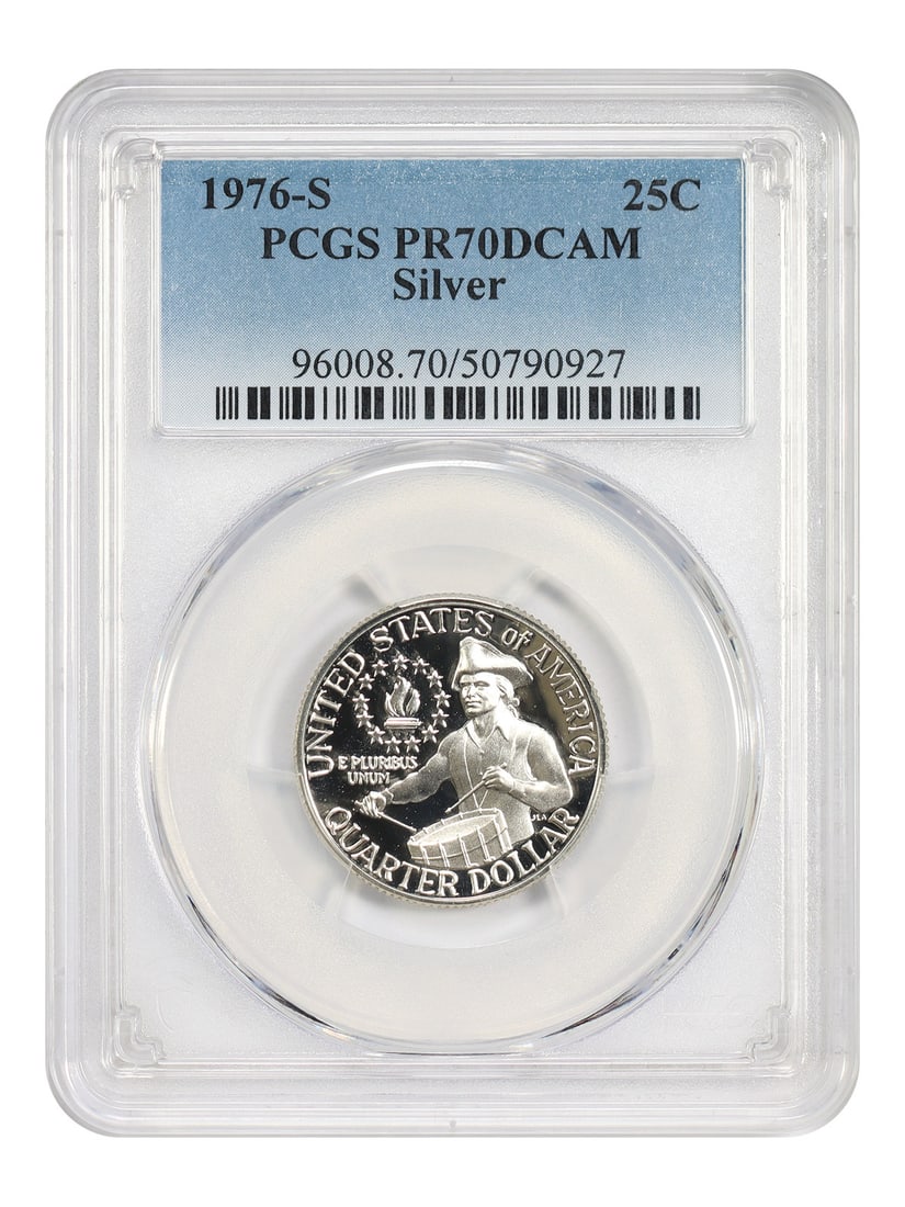 Washington Quarter 1976-S Silver 25C PCGS PR70DCAM: Washington Quarter 1976-S Silver 25C PCGS PR70DCAM This 1976-S Washington Quarter is a PCGS-certified PR70DCAM silver issue. It is a pre-owned coin with a proof deep cameo finish, struck at the San Fr