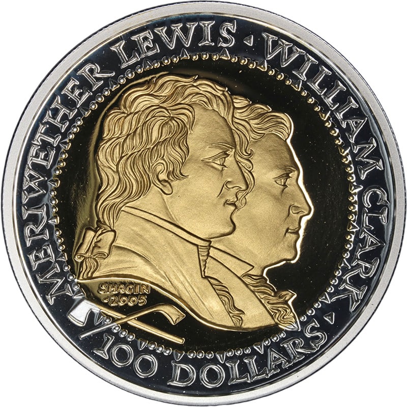 2005 Shawnee Sovereign Nation Gold Silver Bi-Metallic $100 Lewis Clark Coin OGP (1 of 4)