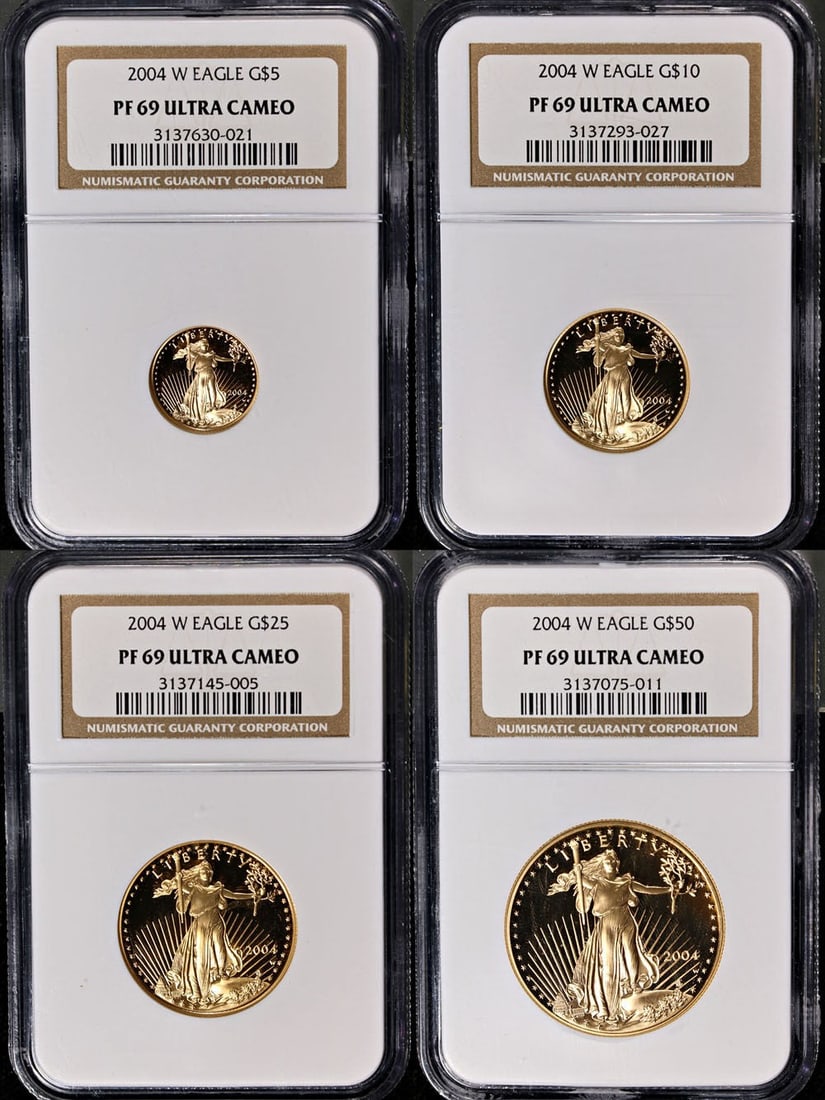 2004-W Gold American Eagle 4 Coin Proof Set NGC PR69 Ultra Cameo (1 of 4)