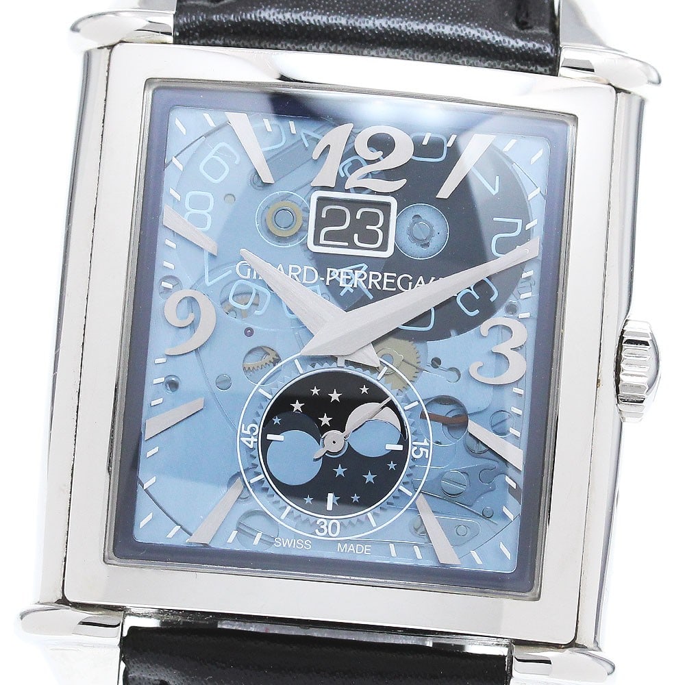 GIRARD PERREGAUX Vintage 1945 XXL Mens Automatic Steel Watch: GIRARD PERREGAUX Vintage 1945 XXL Mens Automatic Steel Watch This Girard Perregaux Vintage 1945 XXL Large men's wristwatch features a stainless steel case paired with a blue dial and automatic movemen