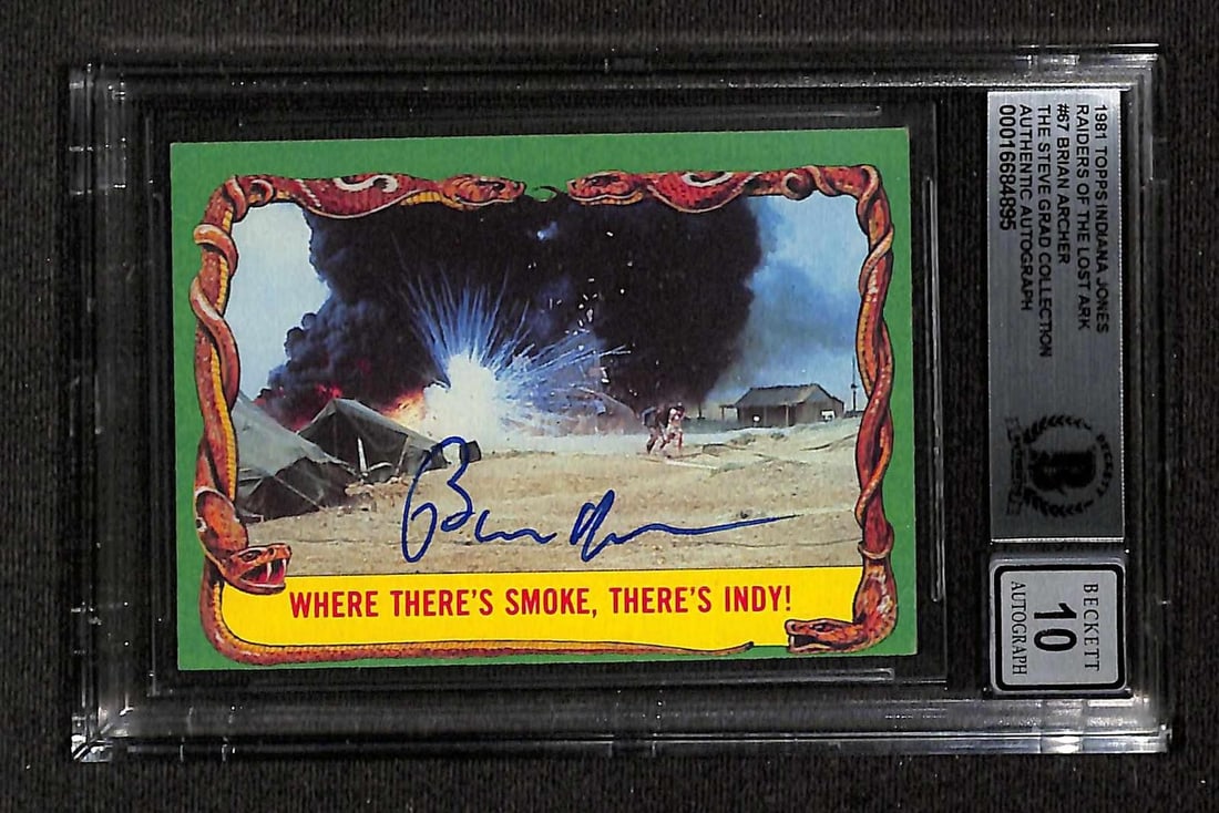 1981 Topps Indiana Jones card signed by Brian Archer Beckett 10 (1 of 1)