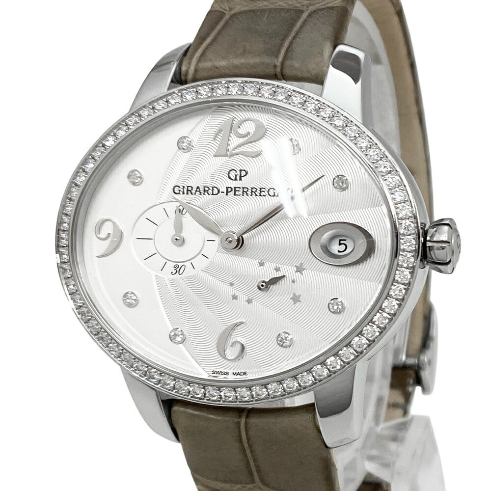 Girard Perregaux Cat's Eye Power Reserve Diamond Bezel Women's Automatic Watch: Girard Perregaux Cat's Eye Power Reserve Diamond Bezel Women's Automatic Watch This GIRARD PERREGAUX Cat's Eye Power Reserve women's wristwatch features a stainless steel case and a gray alligator lea