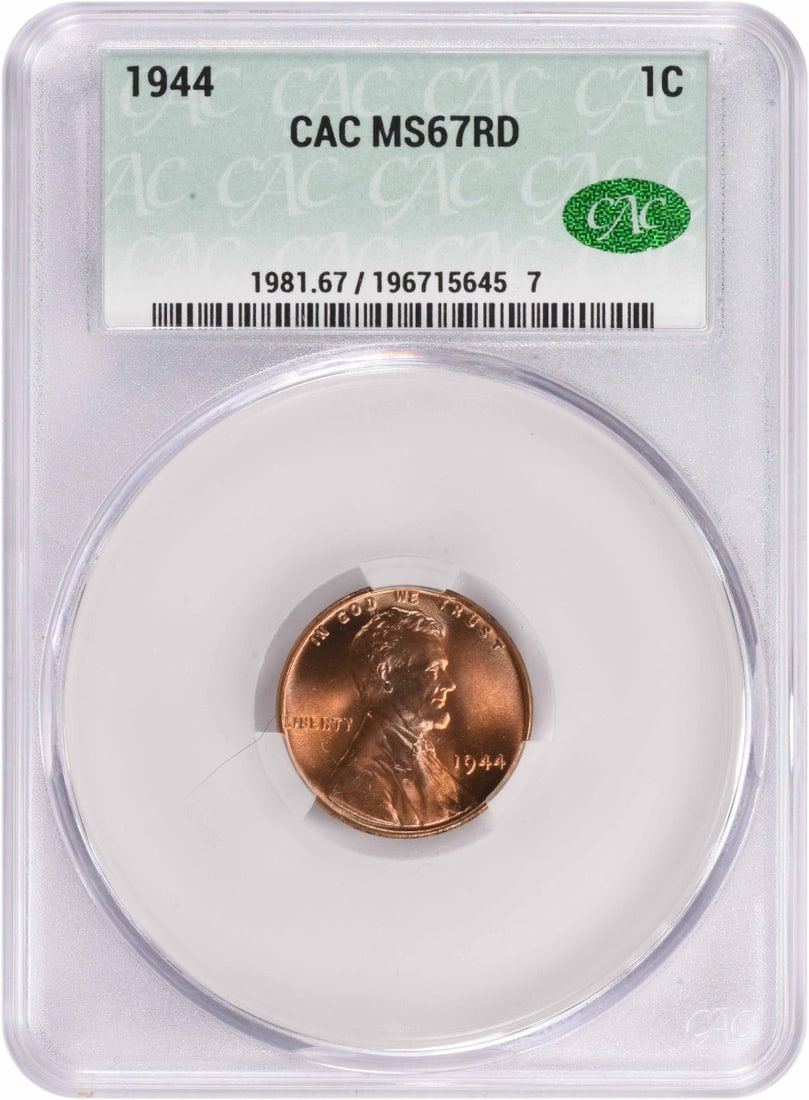 1944 Lincoln Wheat Cent CACG MS67RD Copper (1 of 2)