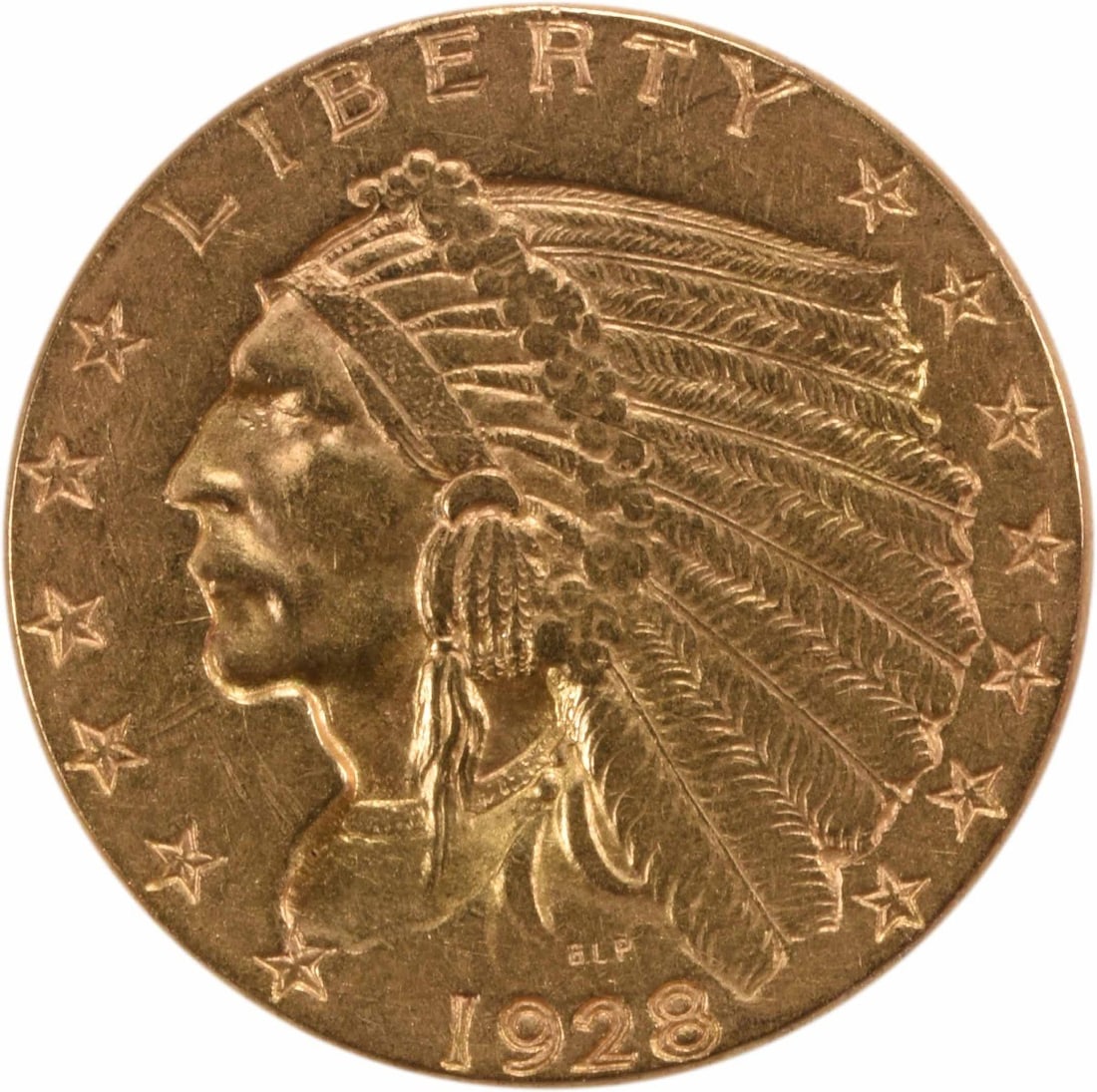 1928 Gold Indian $2.50 Coin AU by Bela Lyon Pratt: 1928 Gold Indian $2.50 Coin AU by Bela Lyon Pratt This 1928 $2.50 Gold Indian coin is a stunning example of classic American numismatics. Struck in Philadelphia, this coin features a beautiful design 