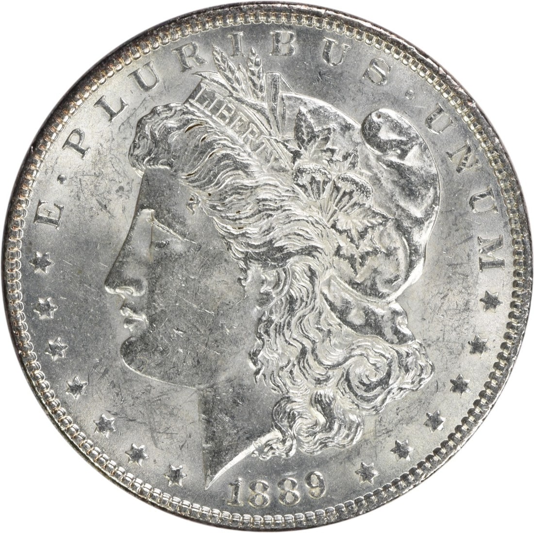 Uncirculated 1889 Morgan Dollar Silver Coin BU No Mint Mark: Uncirculated 1889 Morgan Dollar Silver Coin BU No Mint Mark This is an 1889 Morgan Silver Dollar from the United States, featuring brilliant uncirculated condition. The coin is composed of silver, has