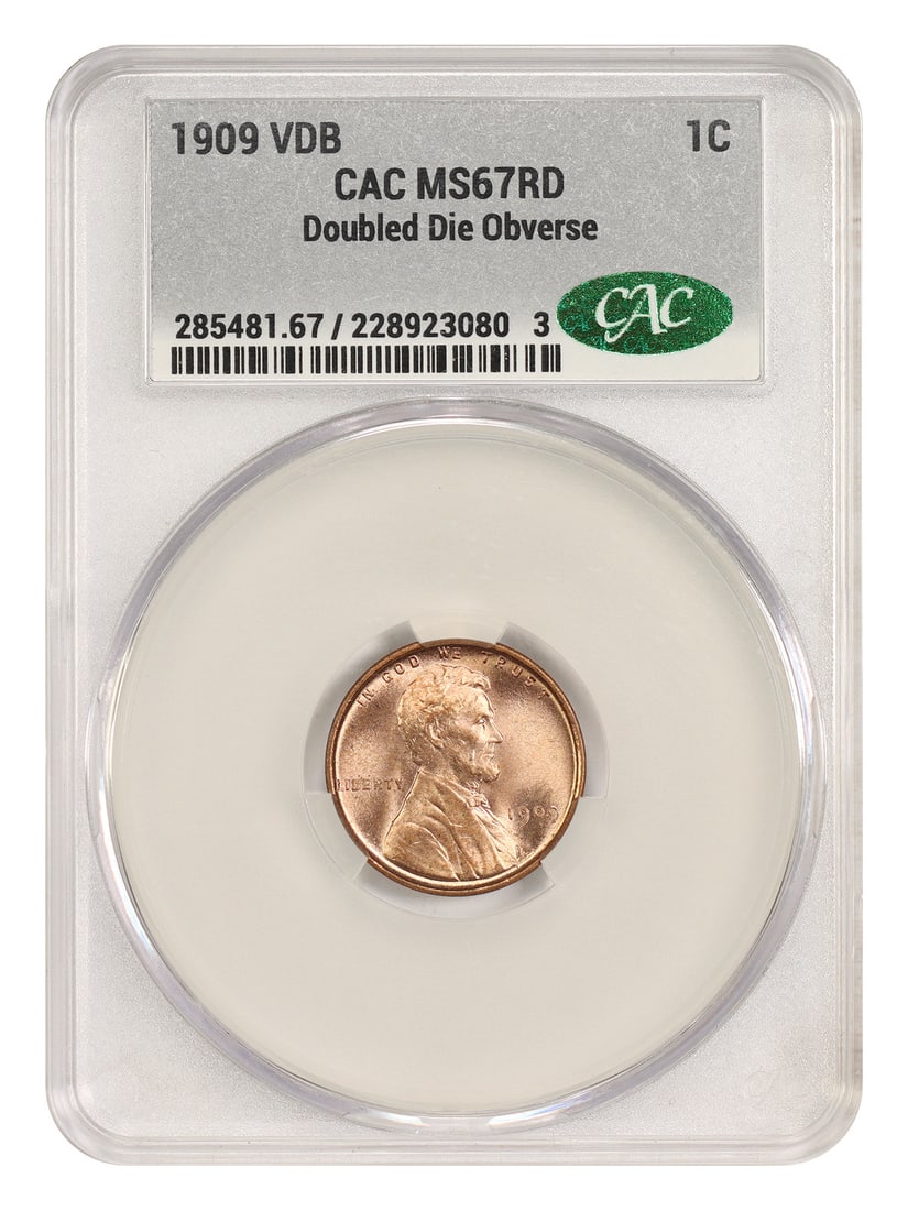 CACG MS67RD 1909 VDB Lincoln Cent 1C Doubled Die Obverse (1 of 4)