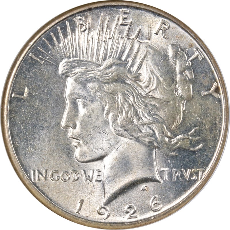 1926 San Francisco Peace Dollar NGC MS64 Silver: 1926 San Francisco Peace Dollar NGC MS64 Silver This 1926-S Peace Dollar is certified by NGC with a grade of MS64. Struck in silver, the coin features a bright white appearance with light skin, notabl
