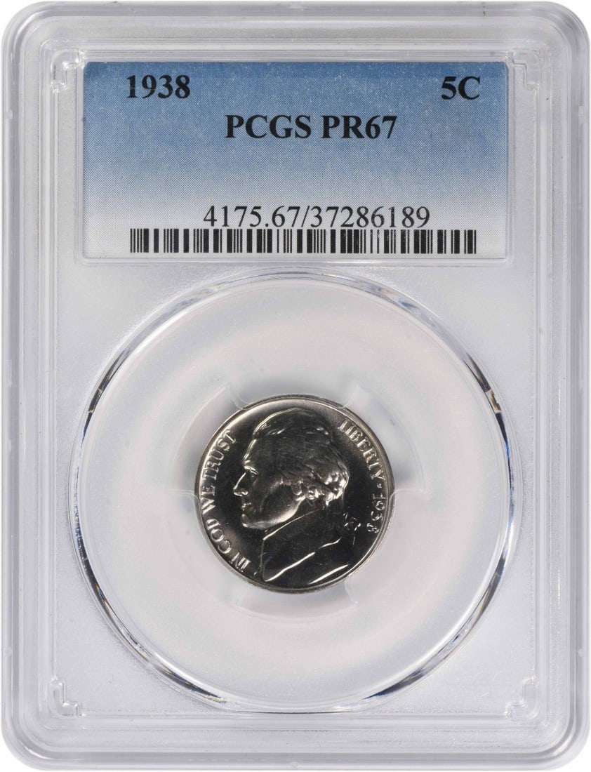 Proof 1938 Jefferson Five Cent Coin PR67 Graded by PCGS (1 of 2)
