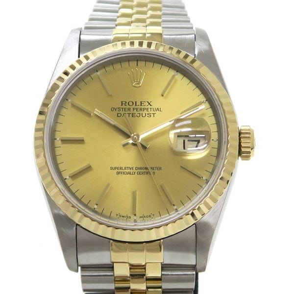 Rolex Datejust 36mm Automatic Two Tone Men's Wristwatch 16233: Rolex Datejust 36mm Automatic Two Tone Men's Wristwatch 16233 This Rolex Datejust 36mm men's wristwatch, model 16233, features a stainless steel case with yellow gold bezel and bracelet accents. The w