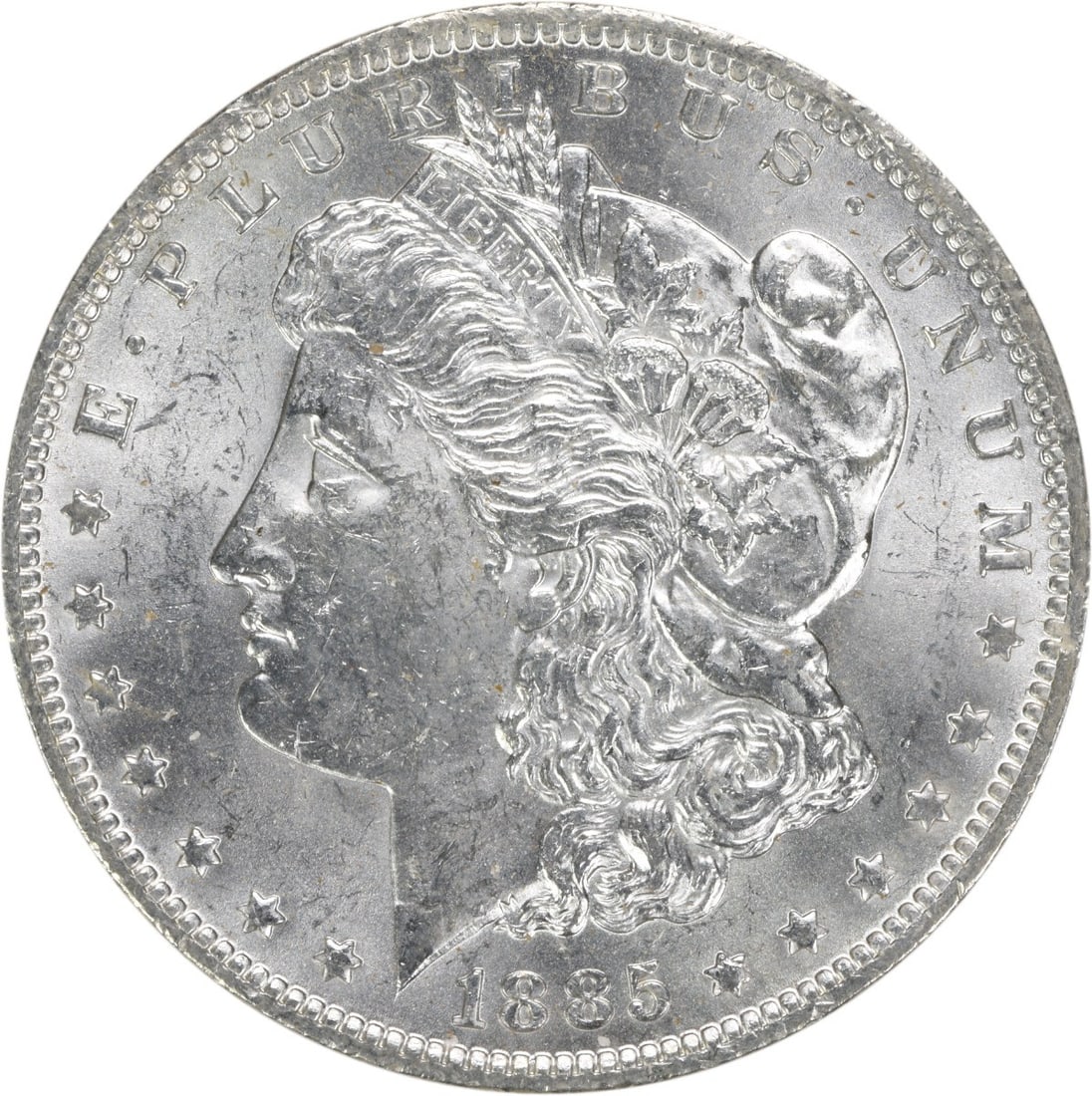 Uncirculated 1885-O Morgan Dollar Choice BU Silver Coin Uncertified: Uncirculated 1885-O Morgan Dollar Choice BU Silver Coin Uncertified This 1885-O Morgan Silver Dollar is a Choice Brilliant Uncirculated (BU) coin. Struck in silver at the New Orleans Mint, it remains 