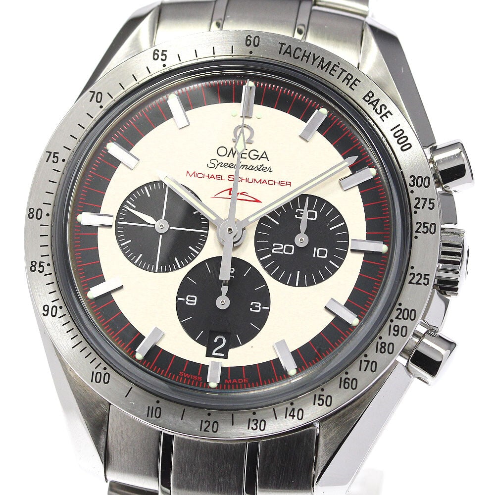OMEGA Speedmaster Schumacher Legend Limited Edition 500 pcs Automatic Watch 3853.32: OMEGA Speedmaster Schumacher Legend Limited Edition 500 pcs Automatic Watch 3853.32 Introducing the OMEGA Speedmaster Schumacher Legend, a remarkable wristwatch limited to only 500 pieces worldwide. T