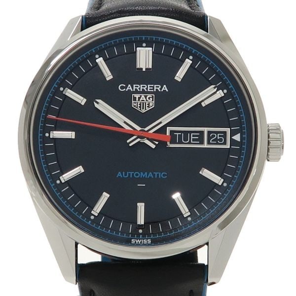 TAG Heuer WDA2110 41mm Automatic Stainless Steel Men's Watch: TAG Heuer WDA2110 41mm Automatic Stainless Steel Men's Watch This TAG Heuer Carrera Day-Date 41mm men's wristwatch features a stainless steel case with a striking black dial, accented by a red lacquer