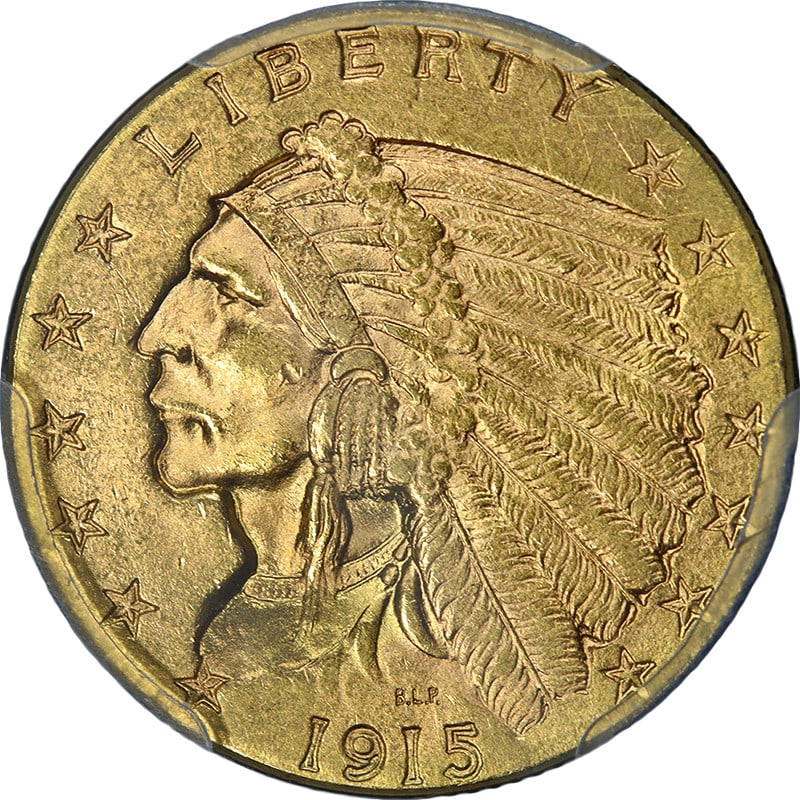1915 Indian Quarter Eagle Gold Coin PCGS MS63 Uncirculated (1 of 4)