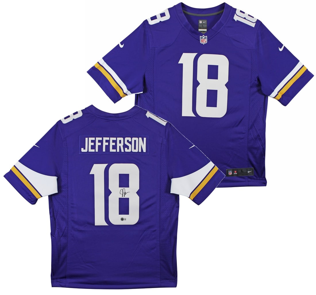 Justin Jefferson signed Minnesota Vikings Nike limited jersey BAS witnessed (1 of 6)