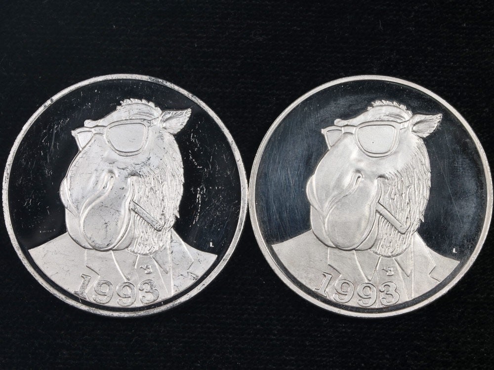 2 Uncirculated 1 Oz .999 Silver Rounds Joe Camel 80th Anniversary 1993 (1 of 2)