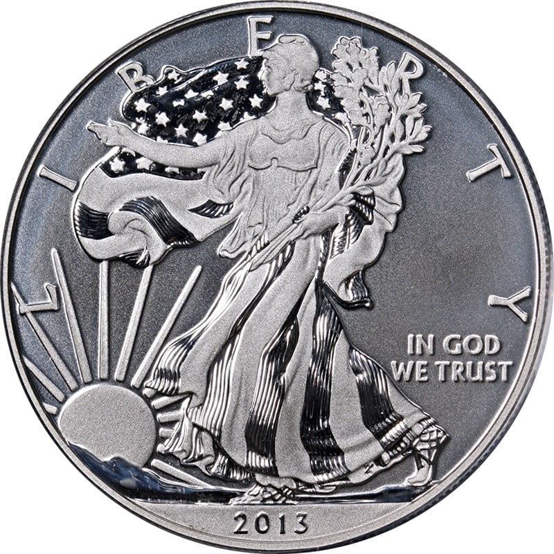 ANACS EU70 Enhanced 2013-W Silver Eagle Dollar First Day Issue: ANACS EU70 Enhanced 2013-W Silver Eagle Dollar First Day Issue This is a 2013-W Silver American Eagle $1 coin, certified by ANACS with an Enhanced EU70 grade and designated as a First Day Issue. The c