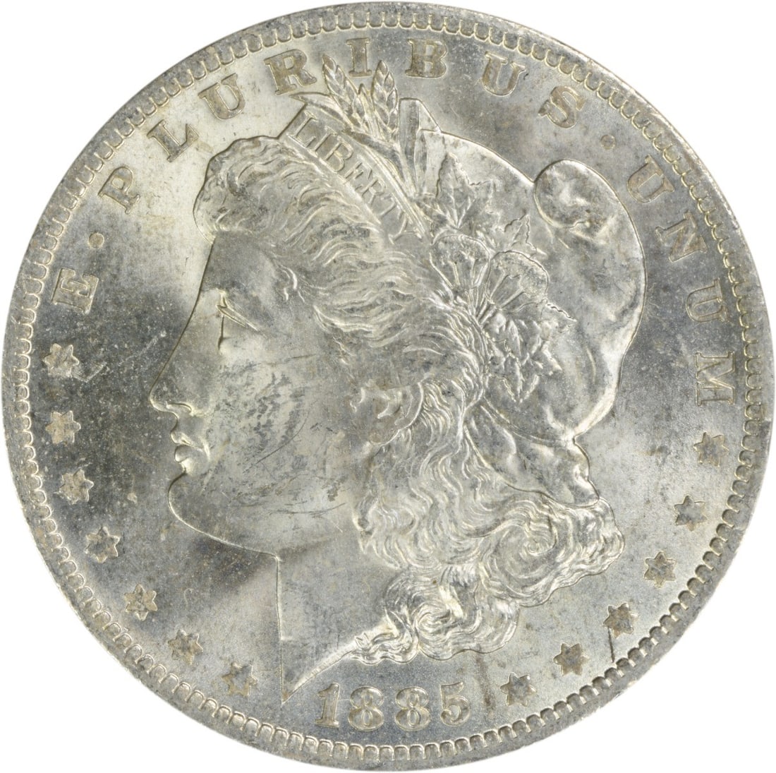 Choice BU 1885 O Mint Silver Morgan Dollar Uncertified US Coin: Choice BU 1885 O Mint Silver Morgan Dollar Uncertified US Coin This is an 1885-O Morgan Silver Dollar in Choice Brilliant Uncirculated condition. The coin is uncertified and composed of silver, minted