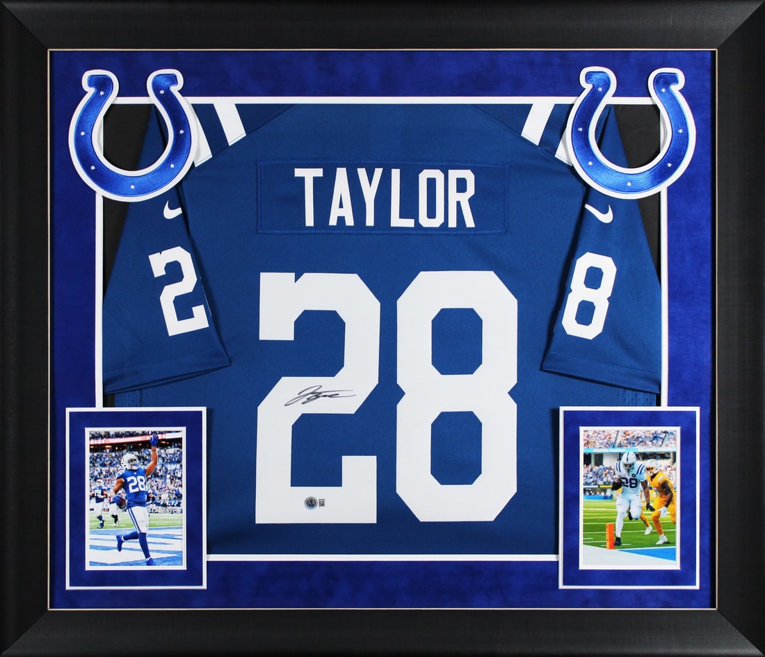 Framed Blue Nike Jersey Signed by Jonathan Taylor Beckett Witnessed Authentication (1 of 2)